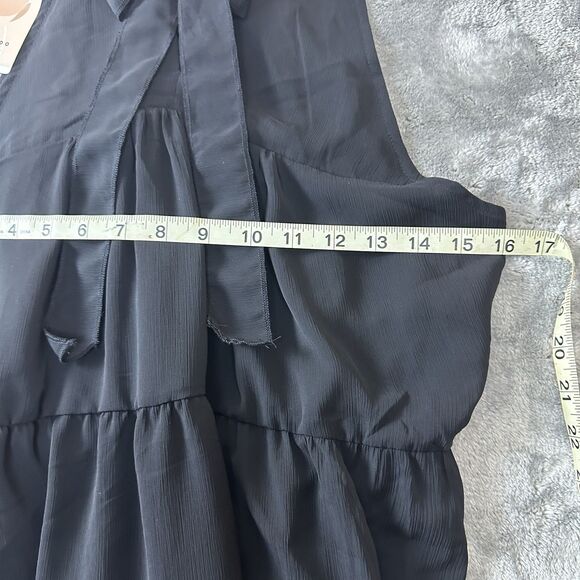 Kirundo Black Sleeveless Tiered Mini Dress High Neck Bow Back Womens Size M - Picture 5 of 9
